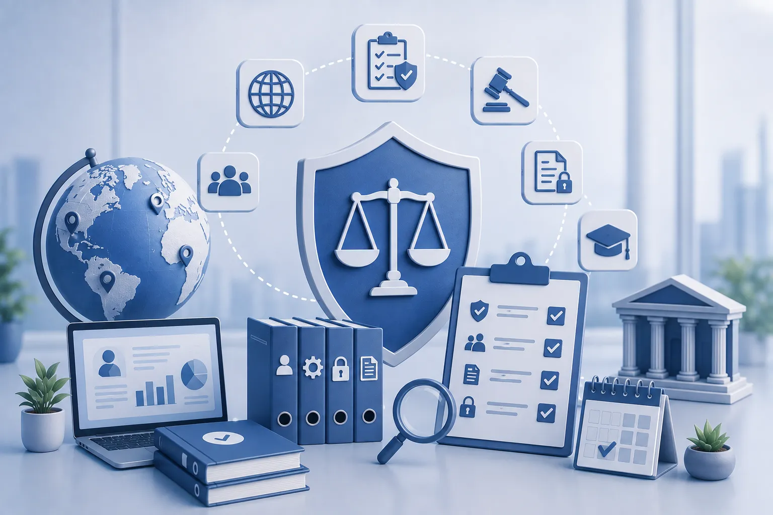 Multi-jurisdiction compliance framework for employee monitoring illustration