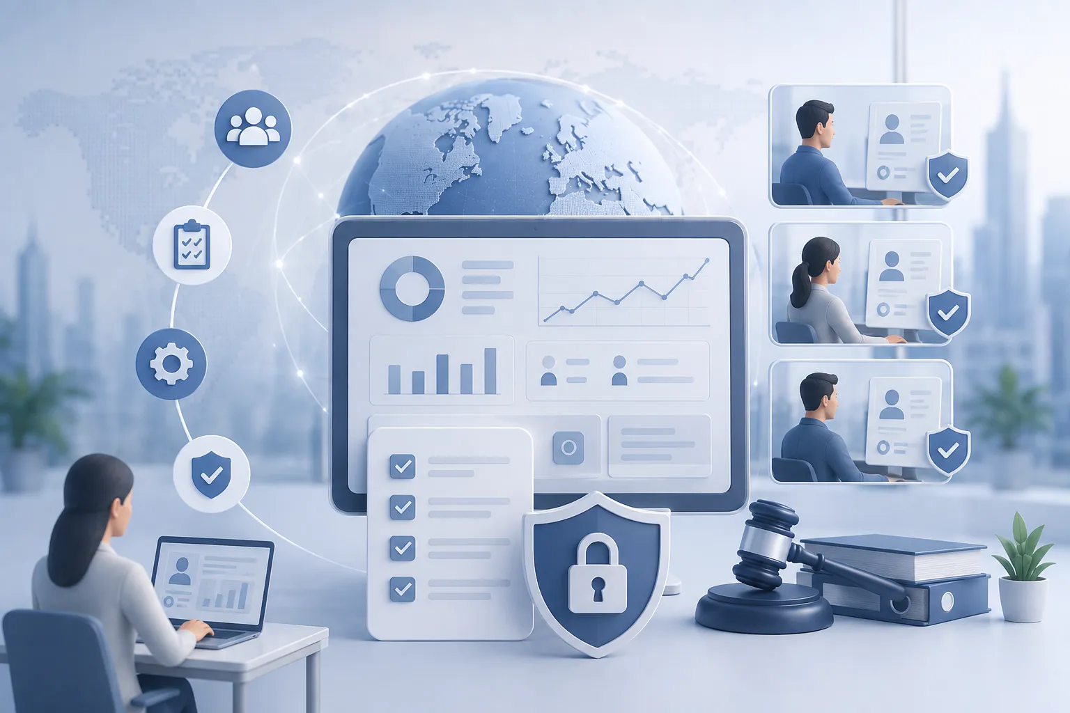Illustration of workplace monitoring compliance and legal considerations