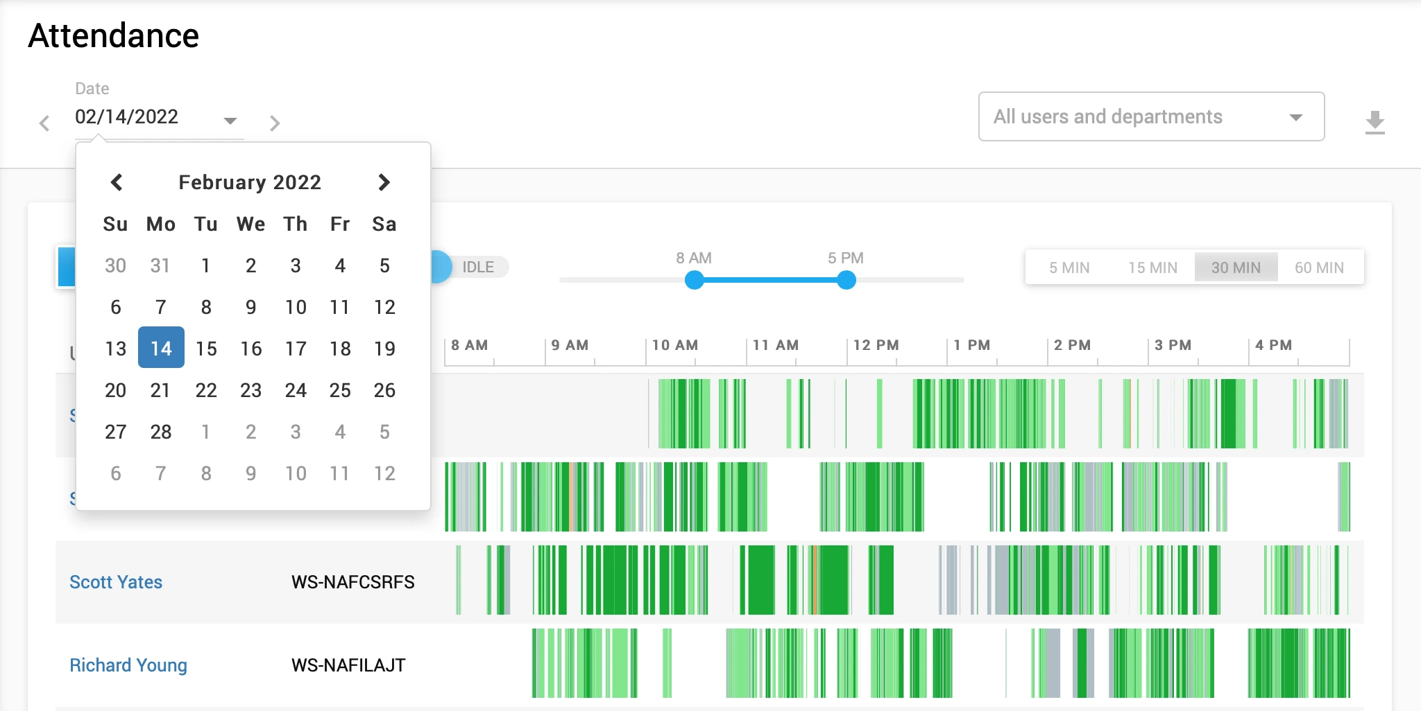 Controlio generates Attendance reports on every user connected to the app