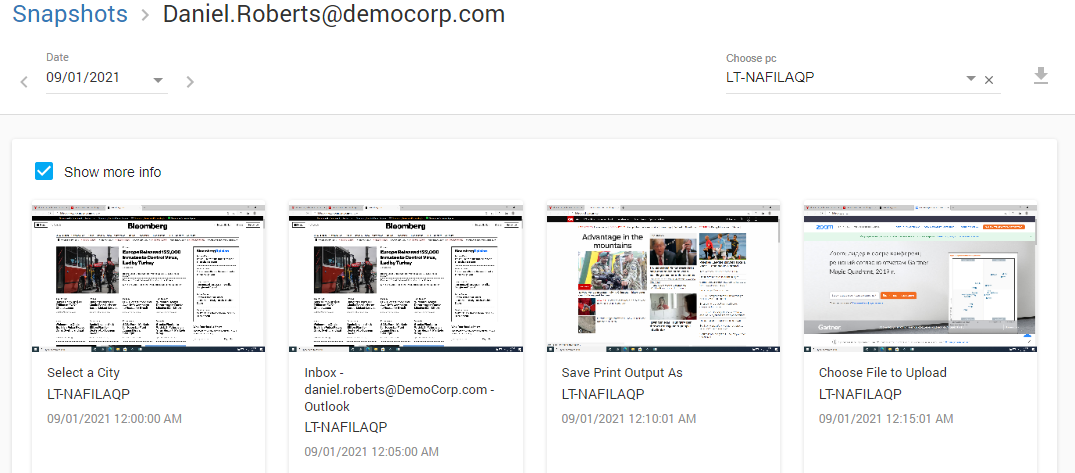 Controlio captures pictures of the screens every 5 minutes
